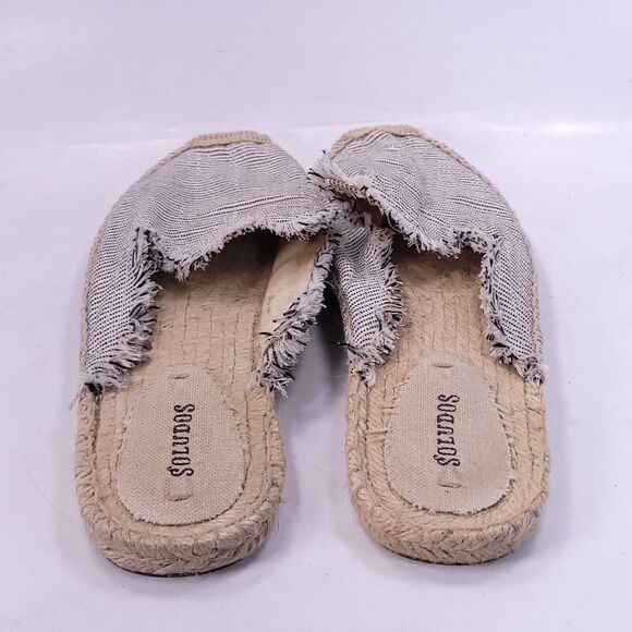 Soludos Slip on Casual Canvas Flat Shoe Womens Size 10 Black White - Picture 3 of 8